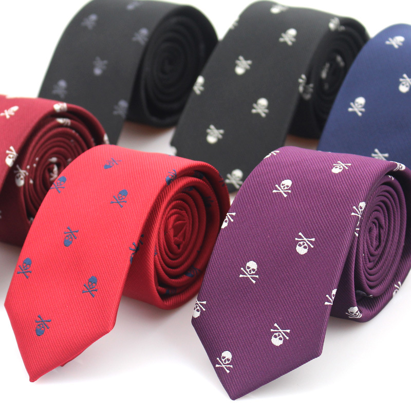New Casual Slim Skull Ties For Men Classic Polyest..